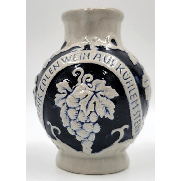 Marzi & Remy German Pottery Pitcher 4 3/8" Jug Blue Gray Grapes Wine Lot of 2 - Picture 3 of 8